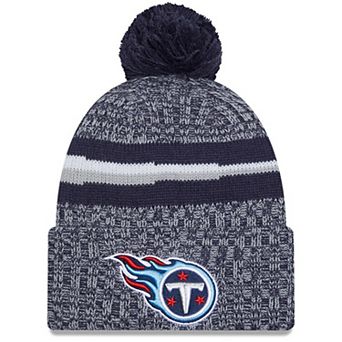 Youth New Era Navy Tennessee Titans 2023 Sideline Cuffed Knit Hat With Pom