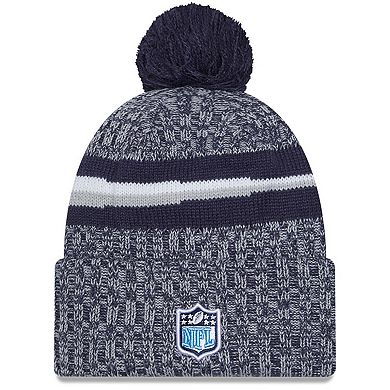 Youth New Era Navy Tennessee Titans 2023 Sideline Cuffed Knit Hat With Pom
