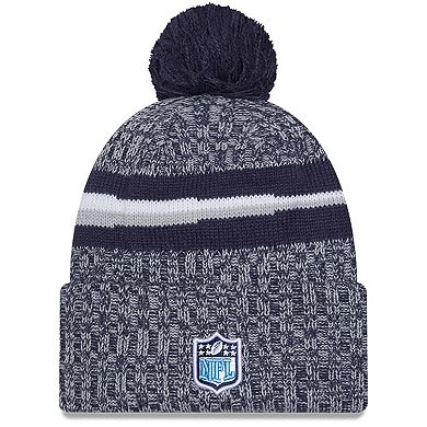 Youth New Era  Navy Tennessee Titans 2023 Sideline Cuffed Knit Hat With Pom