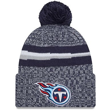 Youth New Era  Navy Tennessee Titans 2023 Sideline Cuffed Knit Hat With Pom