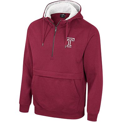 Men's Colosseum Garnet Temple Owls Team Half-Zip Pullover Hoodie