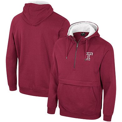 Men's Colosseum Garnet Temple Owls Team Half-Zip Pullover Hoodie