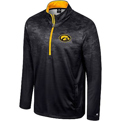 Men's Colosseum Black Iowa Hawkeyes The Machine Half-Zip Jacket