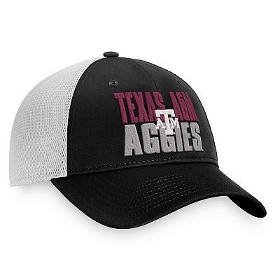 Men's Top of the World Black/White Texas A&M Aggies Stockpile Trucker Snapback Hat