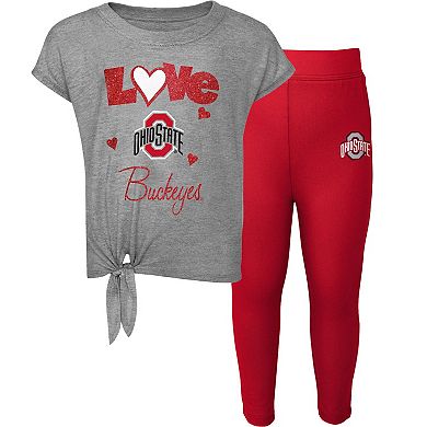 Preschool & Toddler Heathered Gray/Scarlet Ohio State Buckeyes Forever Love T-Shirt & Leggings Set