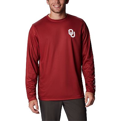 Men's Columbia Crimson Oklahoma Sooners Terminal Tackle Omni-Shade Raglan Long Sleeve T-Shirt