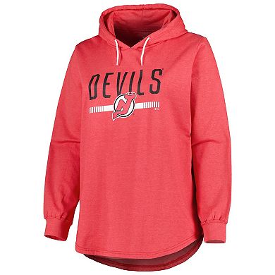 Women's Heather Red New Jersey Devils Plus Size Fleece Pullover Hoodie