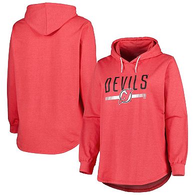 Women's Heather Red New Jersey Devils Plus Size Fleece Pullover Hoodie