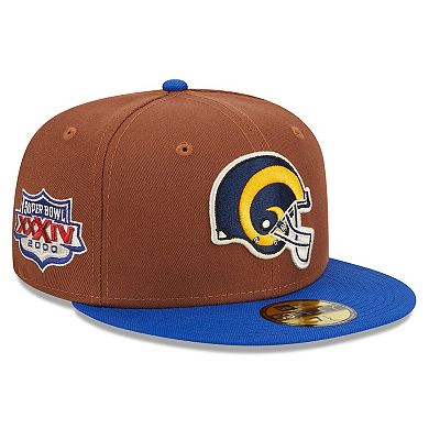 Men's New Era Brown/Royal Los Angeles Rams Harvest Super Bowl XXXIV 59FIFTY Fitted Hat