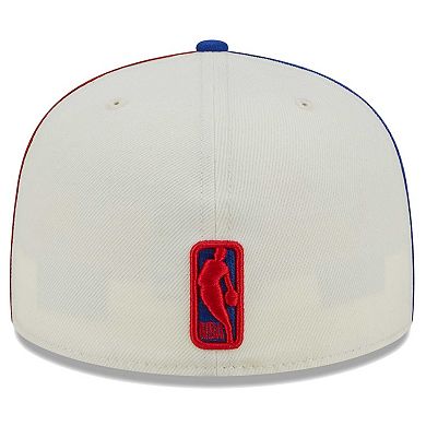 Men's New Era Cream Philadelphia 76ers Piped Pop Panel 59FIFTY Fitted Hat