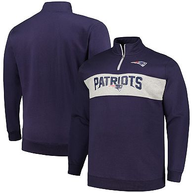 Men's Profile Navy New England Patriots Big & Tall Fleece Quarter-Zip Jacket