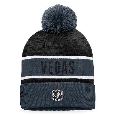 Men's Fanatics Branded Gray/Black Vegas Golden Knights Authentic Pro Rink Cuffed Knit Hat with Pom