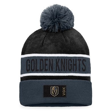 Men's Fanatics Branded Gray/Black Vegas Golden Knights Authentic Pro Rink Cuffed Knit Hat with Pom