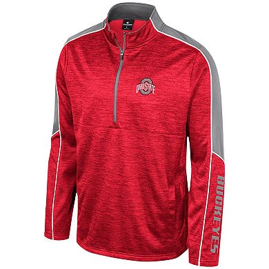 Men's Colosseum Scarlet Ohio State Buckeyes Marled Half-Zip Jacket