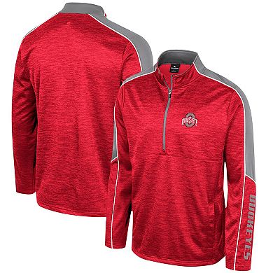 Men's Colosseum Scarlet Ohio State Buckeyes Marled Half-Zip Jacket