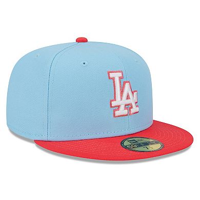 Men's New Era Light Blue/Red Los Angeles Dodgers Spring Color Two-Tone 59FIFTY Fitted Hat