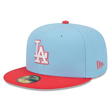 Men's New Era Light Blue/Red Los Angeles Dodgers Spring Color Two-Tone 59FIFTY Fitted Hat