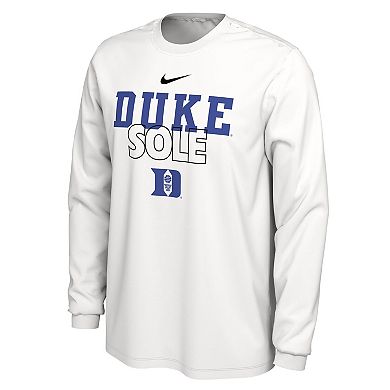 Nike White Duke Blue Devils 2023 On Court Bench Long Sleeve T-Shirt