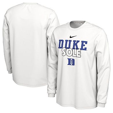 Nike  White Duke Blue Devils 2023 On Court Bench Long Sleeve T-Shirt