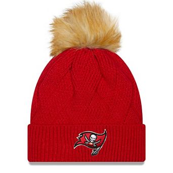 Women's New Era Red Tampa Bay Buccaneers Snowy Cuffed Knit Hat with Pom