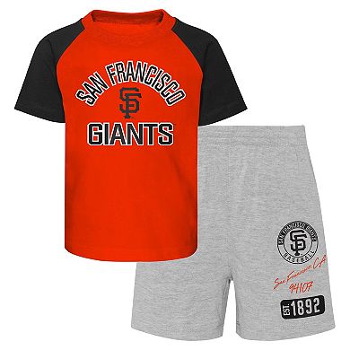 Infant Orange/Heather Gray San Francisco Giants Ground Out Baller Raglan T-Shirt and Shorts Set
