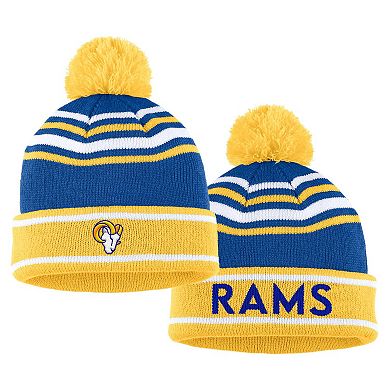 Women's WEAR by Erin Andrews Royal Los Angeles Rams Colorblock Cuffed Knit Hat with Pom and Scarf Set
