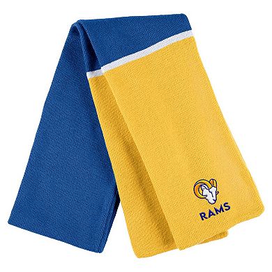 Women's WEAR by Erin Andrews Royal Los Angeles Rams Colorblock Cuffed Knit Hat with Pom and Scarf Set