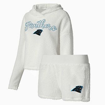 Women's Concepts Sport White Carolina Panthers Fluffy Pullover Sweatshirt & Shorts Sleep Set