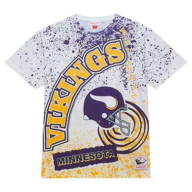 Men's Mitchell & Ness White Minnesota Vikings Team Burst Sublimated T-Shirt