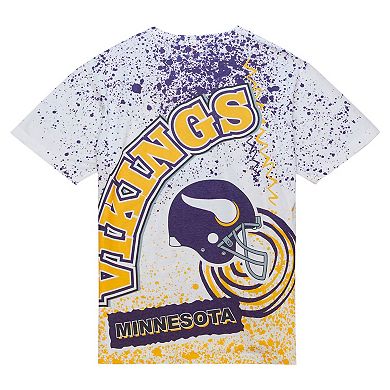 Men's Mitchell & Ness White Minnesota Vikings Team Burst Sublimated T-Shirt