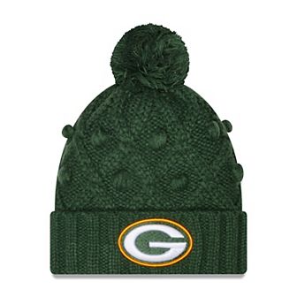 Girls Youth New Era Green Green Bay Packers Toasty Cuffed Knit Hat with Pom
