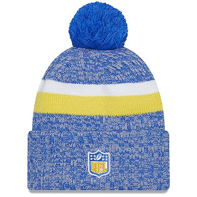 Youth New Era Royal Los Angeles Rams 2023 Sideline Cuffed Knit Hat With Pom