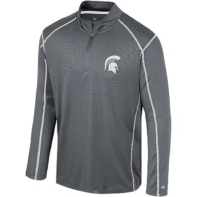 Men's Colosseum Black Michigan State Spartans Cameron Quarter-Zip Windshirt