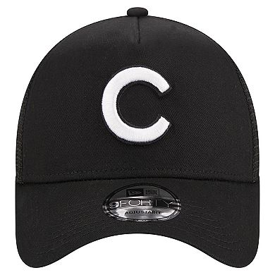 Men's New Era Black Chicago Cubs A-Frame 9FORTY Trucker Adjustable Hat
