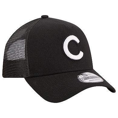 Men's New Era Black Chicago Cubs A-Frame 9FORTY Trucker Adjustable Hat