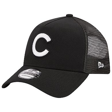 Men's New Era Black Chicago Cubs A-Frame 9FORTY Trucker Adjustable Hat