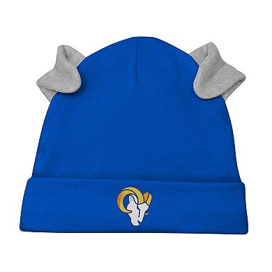 Newborn & Infant White/Royal Los Angeles Rams Dream Team Bodysuit Pants & Hat Set