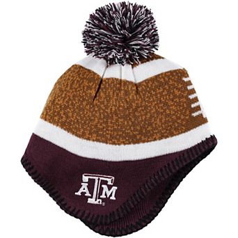 Toddler Brown/Maroon Texas A&M Aggies Football Head Knit Hat with Pom