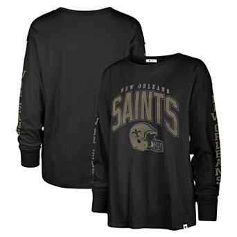 Women's '47 Black New Orleans Saints Tom Cat Long Sleeve T-Shirt