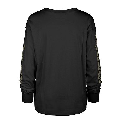 Women's '47 Black New Orleans Saints Tom Cat Long Sleeve T-Shirt