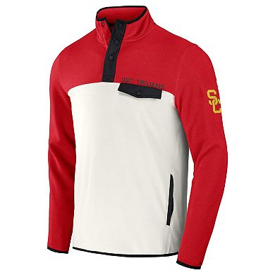 Men's Darius Rucker Collection by Fanatics Crimson/White USC Trojans Micro Fleece Half-Snap Jacket