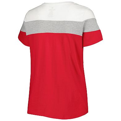 Women's Red/Heather Gray St. Louis Cardinals Plus Size Colorblock T-Shirt