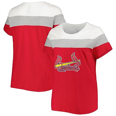 Women's Red/Heather Gray St. Louis Cardinals Plus Size Colorblock T-Shirt