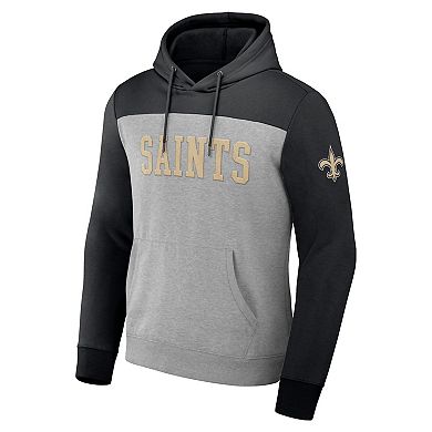 Men's NFL x Darius Rucker Collection by Fanatics Heather Gray New Orleans Saints Color Blocked Pullover Hoodie