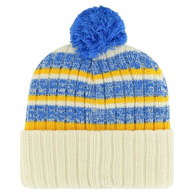 Men's '47  Natural Los Angeles Chargers  Tavern Cuffed Knit Hat with Pom
