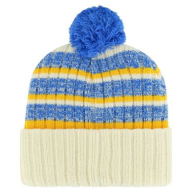 Men's '47 Natural Los Angeles Chargers Tavern Cuffed Knit Hat with Pom