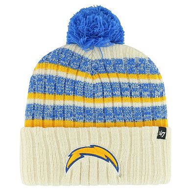 Men's '47  Natural Los Angeles Chargers  Tavern Cuffed Knit Hat with Pom