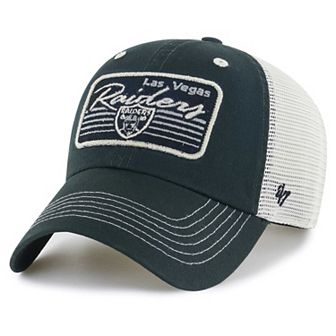 Men's '47 Black/Natural Las Vegas Raiders Five Point Trucker Clean Up Adjustable Hat