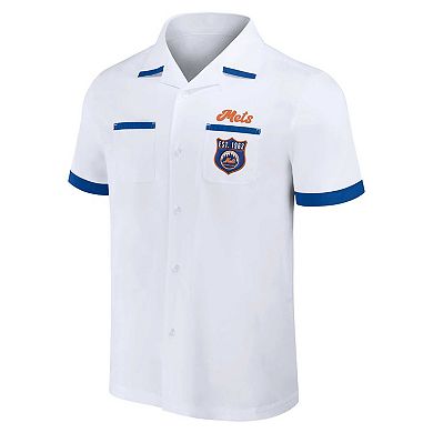 Men's Darius Rucker Collection by Fanatics  White New York Mets Bowling Button-Up Shirt