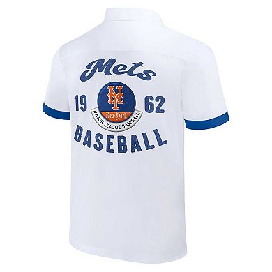 Men's Darius Rucker Collection by Fanatics White New York Mets Bowling Button-Up Shirt